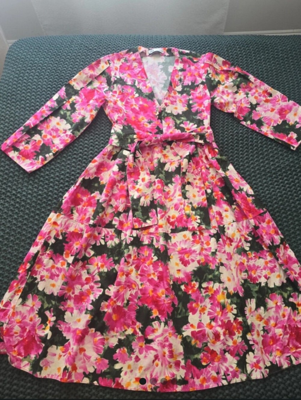 Floral Pink Wrap Maxi Dress with Belt